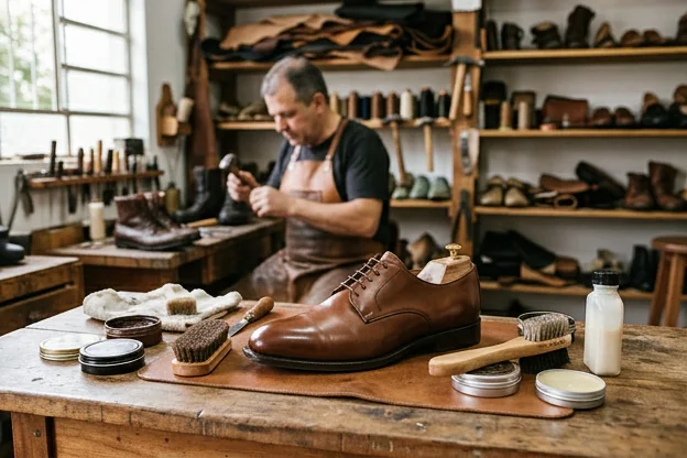 Sapato em perfeito estado com produtos de manutenção em Araucária.